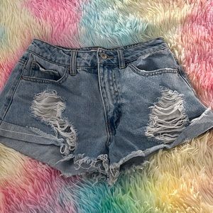Forever 21 washed jean shorts mid waist
